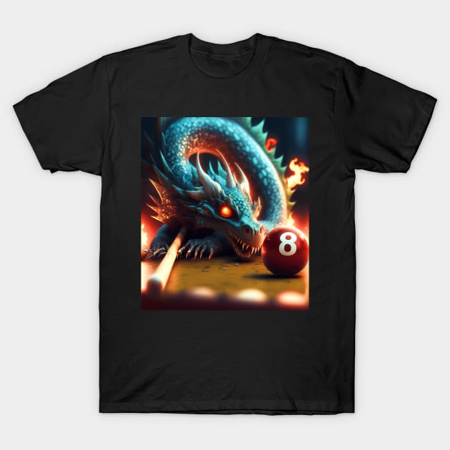 Fire Dragon Playing Pool T-Shirt by Dragon Cove